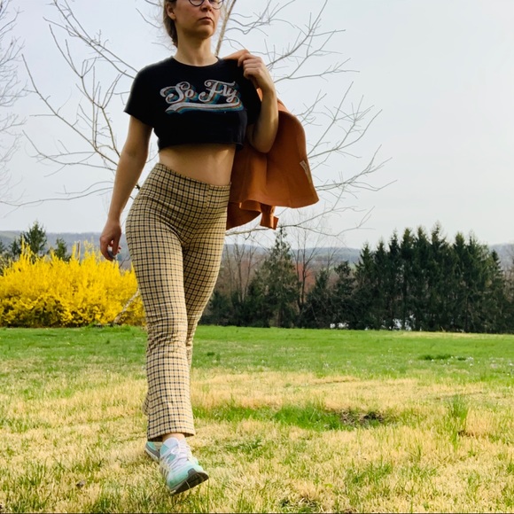 UO Modern Vintage Plaid Tattersall Hi Waist Pants - Picture 10 of 16